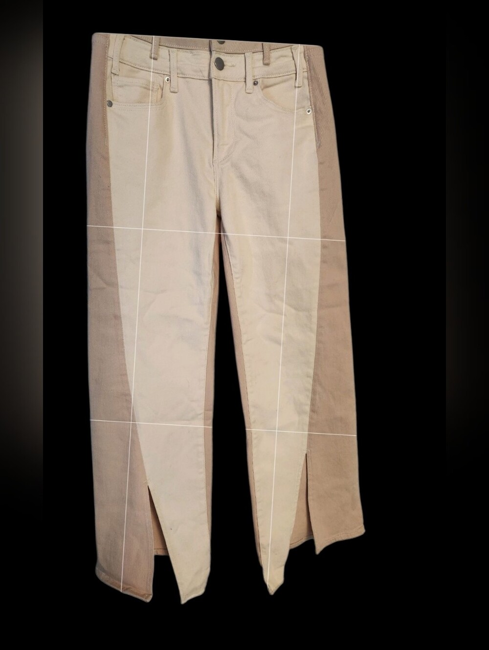 Two Tone Pants BY AQUA Size 24 Frayed Bottoms, Cool And Comfy Style Boho Cotton